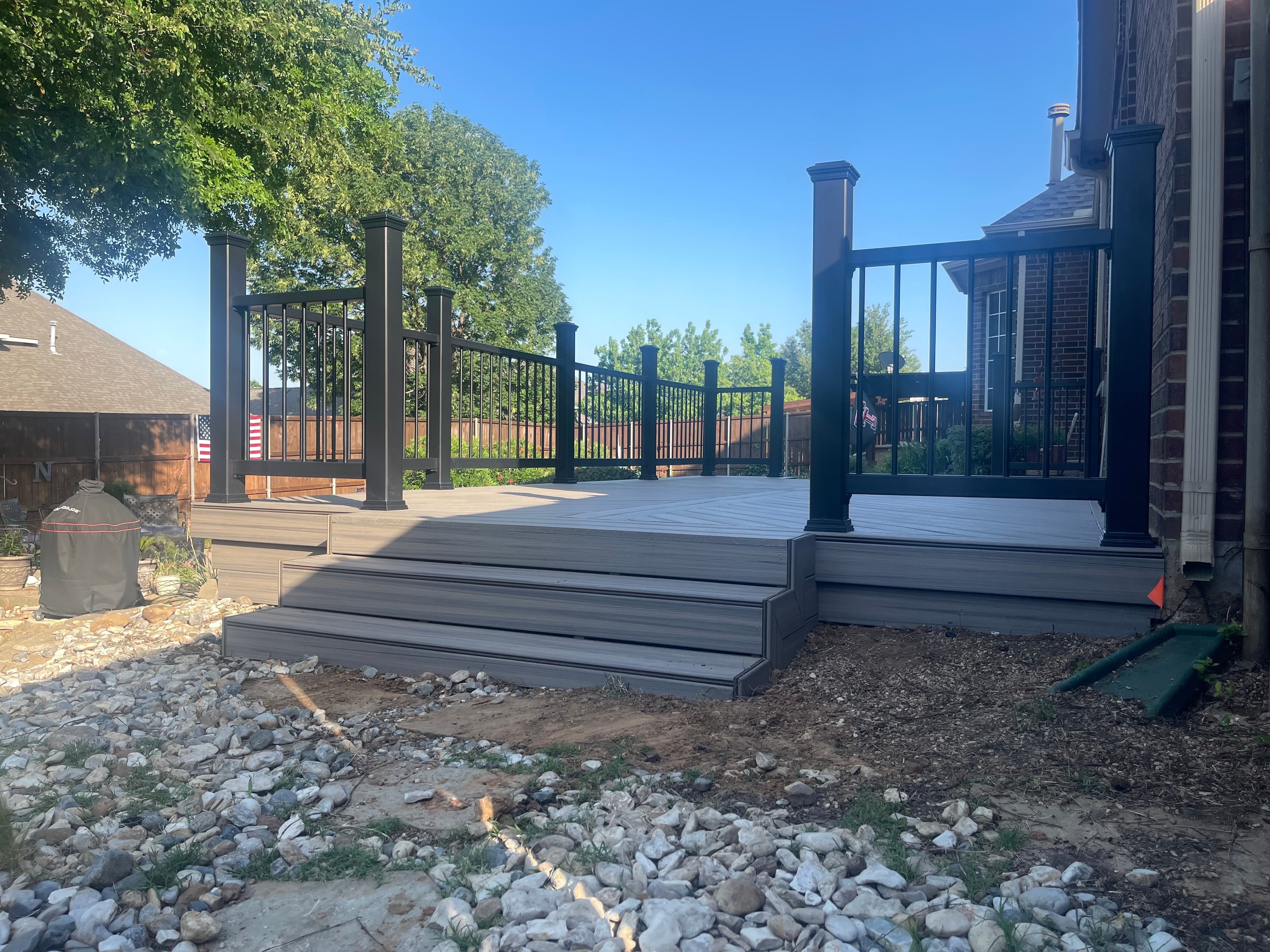 Composite deck with railings