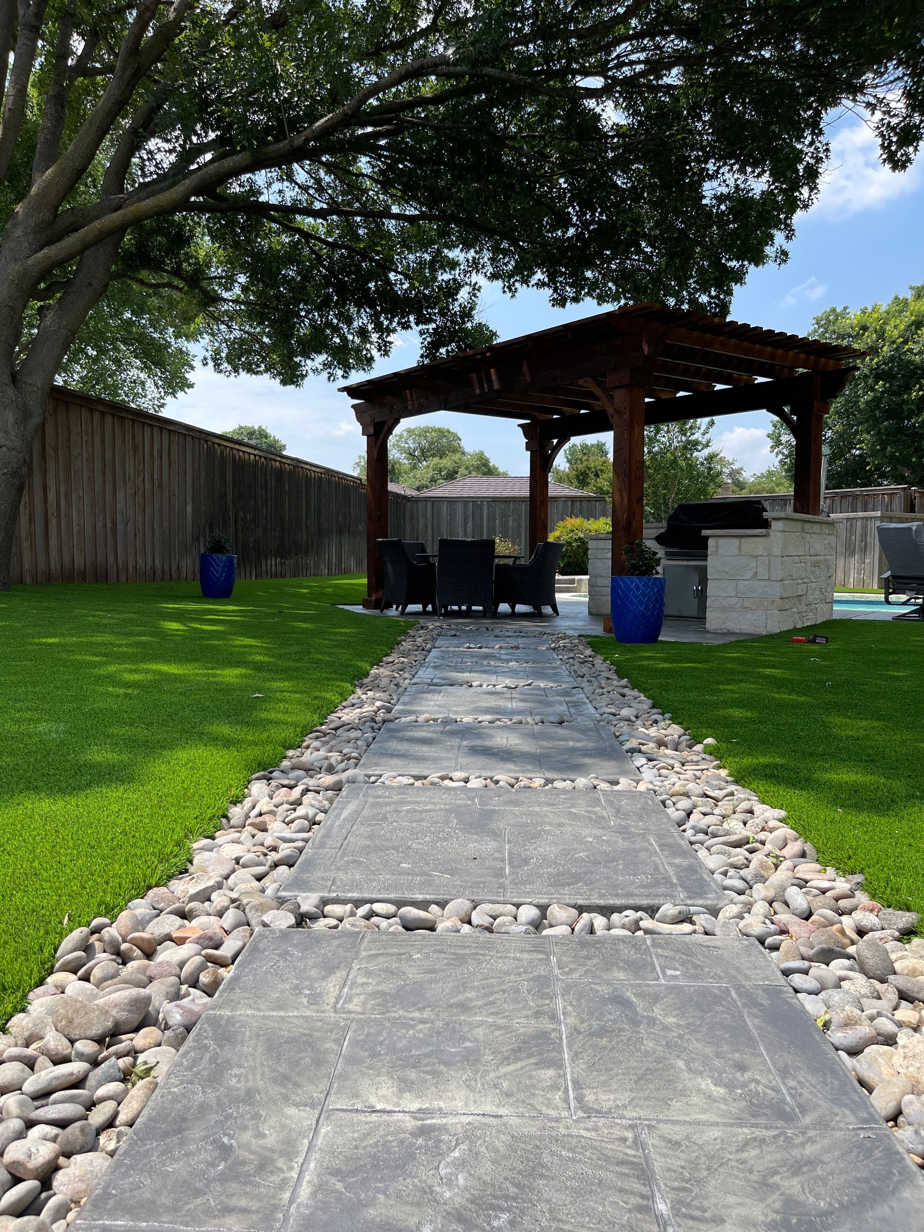 Stone pathway with pergola