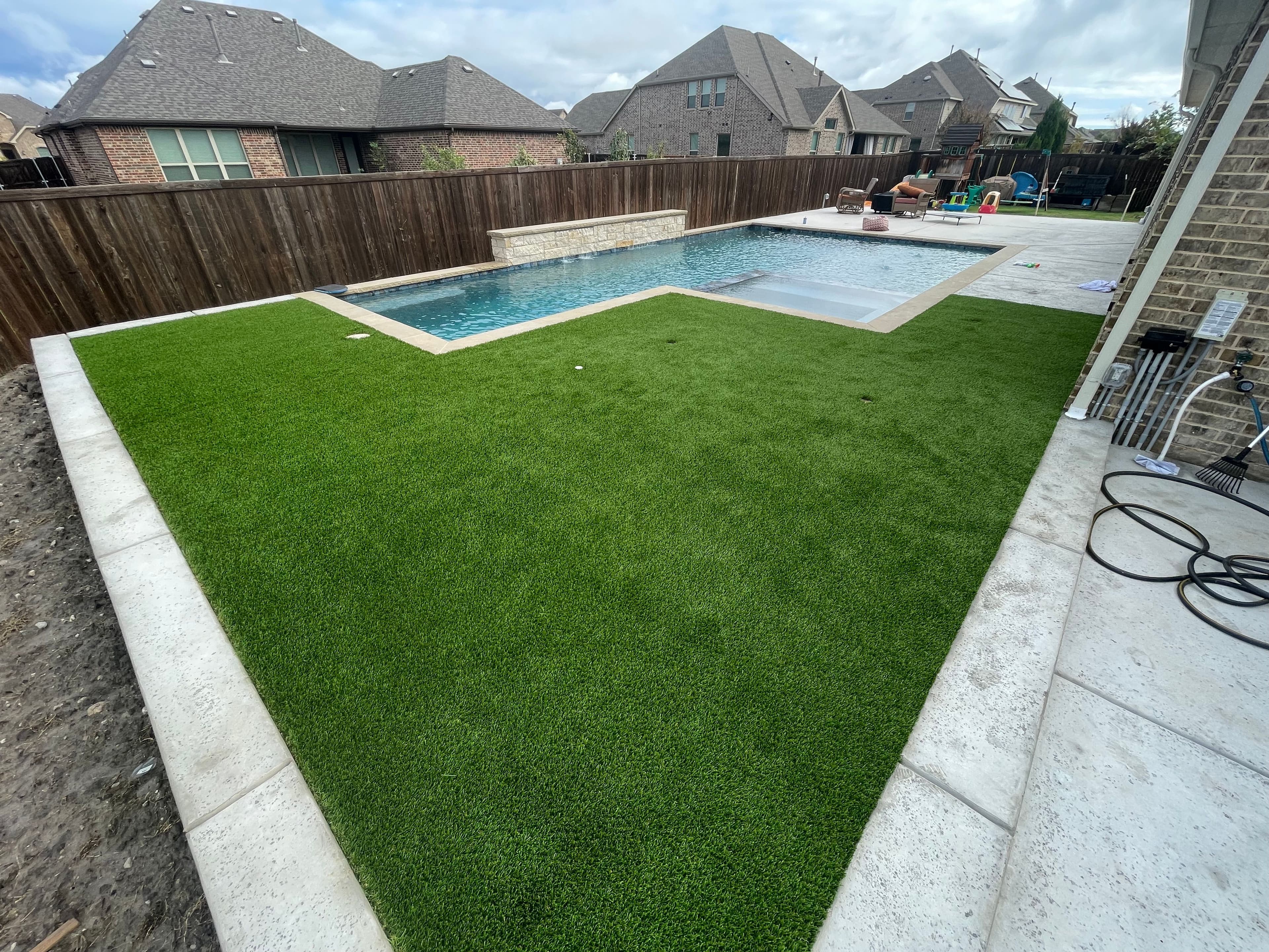 Poolside turf installation